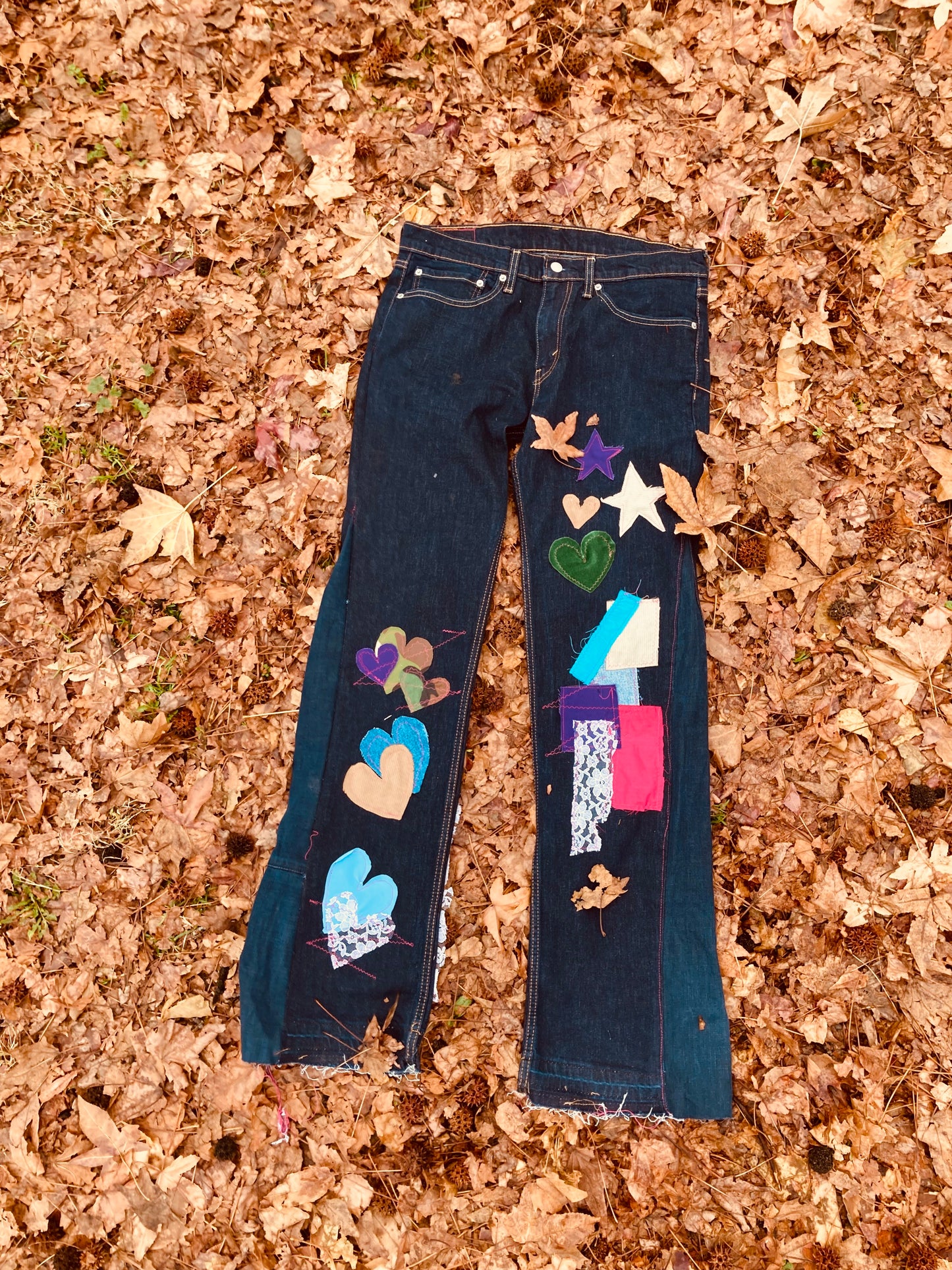 *NO IDOLS EXCLUSIVE: FLARED PATCHWORK   “SATURNALIA” EDT BASIC DENIM JEANS 8